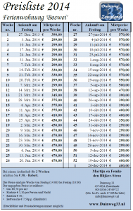 Preisliste Boswei 2014