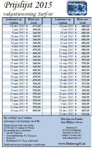 Prijslijst 2015 Surf-in