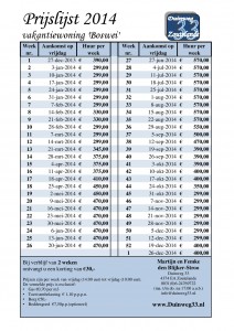 Prijslijst Boswei 2014
