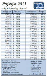 Prijslijst 2015 Boswei